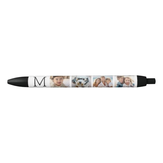 4 Fotocollage met Monogram Initiaal - Wit Zwarte Inkt Pen (Voorkant)