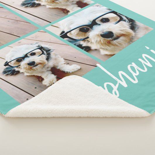 4 Fotocollage Minimale handgeschreven naam Sherpa Deken (3/4)