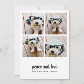 4 Fotocollage Minimale Kerst zwarte vrede liefde Feestdagenkaart (Voorkant)