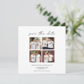 4 Fotocollage Minimalistisch Modern script Grijs Save The Date (Staand voorkant)