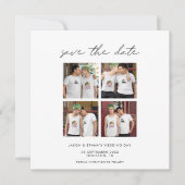 4 Fotocollage Minimalistisch Modern script Grijs Save The Date (Voorkant)
