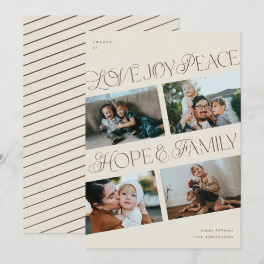 4 Fotocollage minimalistische Chrismtas vakantie K Feestdagenkaart (Voorkant / Achterkant)