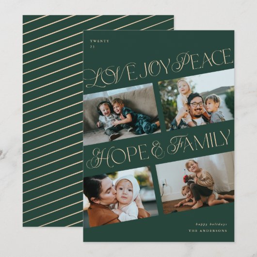 4 Fotocollage minimalistische Chrismtas vakantie K Feestdagenkaart (Voorkant / Achterkant)