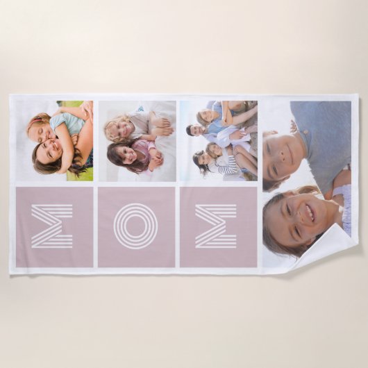 4 Fotocollage Moeder Moederdag Strandlaken (Voorkant)