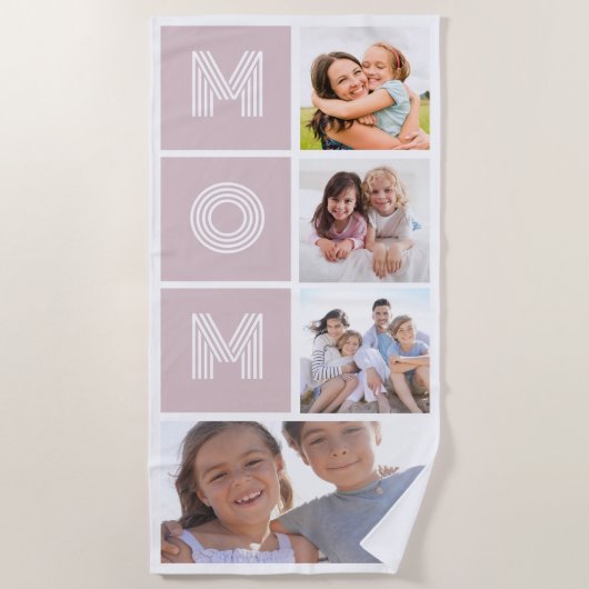 4 Fotocollage Moeder Moederdag Strandlaken (Voorkant)