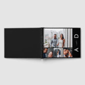 4 Fotocollage & Monogram Elegant Zwart Bruiloft Gastenboek (Volledig)