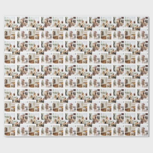 4 Fotocollage op maat gepersonaliseerd Cadeaupapier (Vlak)