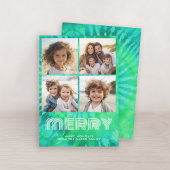 4 Fotocollage - retro MERRY - Stropdas-Dye Blauwgr Feestdagenkaart