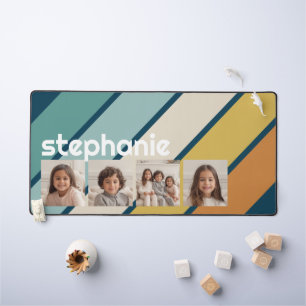 4 Fotocollage Retro Stripe - blauw en goud Bureaumat