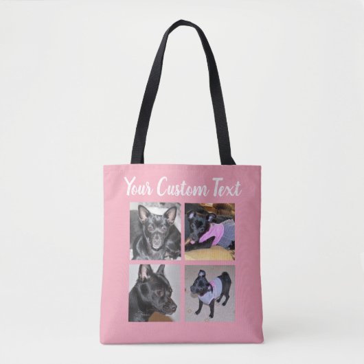 4 Fotocollage | Roze Canvas tas (Voorkant)