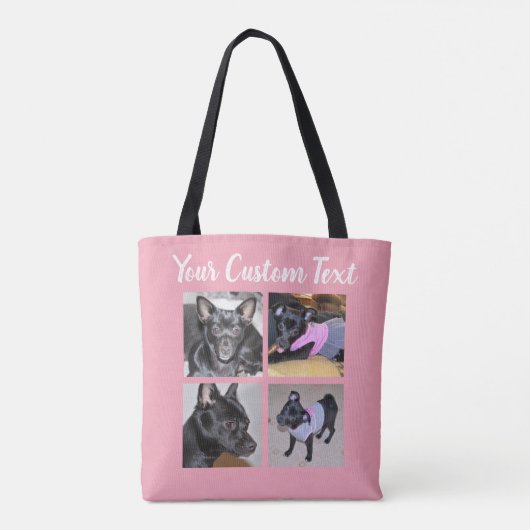 4 Fotocollage | Roze Canvas tas (Achterkant)