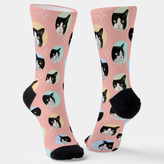 4 Fotocollage Sjabloon Maak je eigen leuke huisdie Sokken (Gebogen)