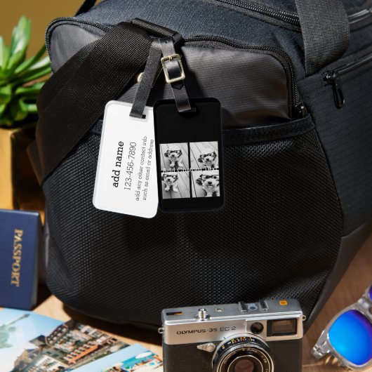 4 Fotocollage - u kunt achtergrondkleur wijzigen Bagagelabel (Voorkant /achterkant)