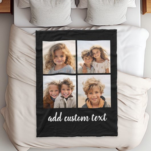 4 Fotocollage - u kunt achtergrondkleur wijzigen Fleece Deken