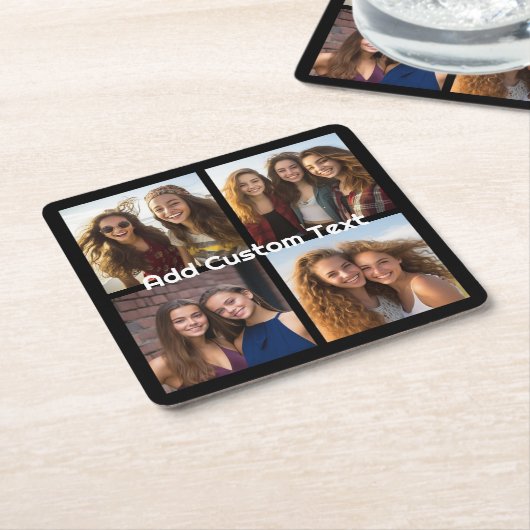 4 Fotocollage - u kunt achtergrondkleur wijzigen Kartonnen Onderzetters (Schuin)