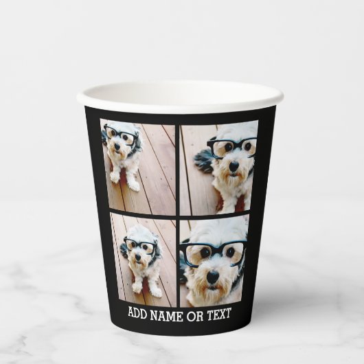 4 Fotocollage - u kunt achtergrondkleur wijzigen Papieren Bekers (Voorkant)