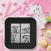 4 Fotocollage - u kunt achtergrondkleur wijzigen Papieren Bordje (Feest)