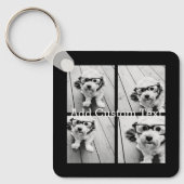 4 Fotocollage - u kunt achtergrondkleur wijzigen Sleutelhanger (Voorkant)
