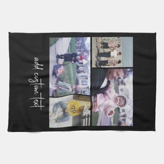 4 Fotocollage - u kunt achtergrondkleur wijzigen Theedoek (Horizontaal)