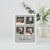 4 Fotocollage Voeg familienaam toe Grijs Briefkaart (Staand voorkant)