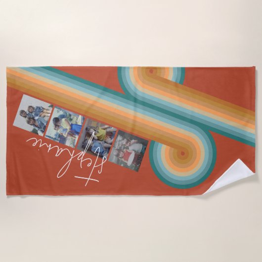 4 Fotofilmstrip - Script-naam - retro line kunst Strandlaken (Voorkant)