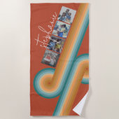 4 Fotofilmstrip - Script-naam - retro line kunst Strandlaken (Voorkant)