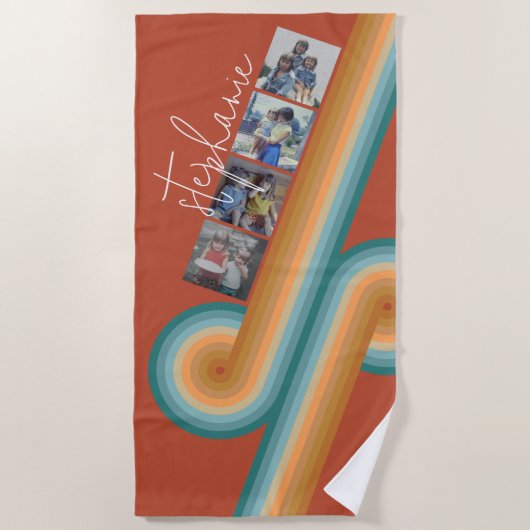 4 Fotofilmstrip - Script-naam - retro line kunst Strandlaken (Voorkant)