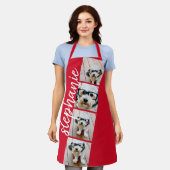 4 Fotofilmstrips Collage Script Naam rood Schort (Gedragen)