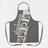 4 Fotofilmstrips Collage Script Name grijs Schort (Voorkant)