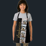 4 Fotofilmstrips Collage Script Name zwart Schort<br><div class="desc">Fotocollage in een filmstriplay-out met een enorm modern script voor de naam. Gebruik maximaal vier vierkante of zelfgemaakte telefoonfoto's om een uniek en persoonlijk cadeau te creëer. Of je kunt de hipster puppy houden en een trendy keepslag maken. Voor beste resultaten, gebruikfoto's die in vierkanten alvorens zijn bebouwd te uploaden....</div>