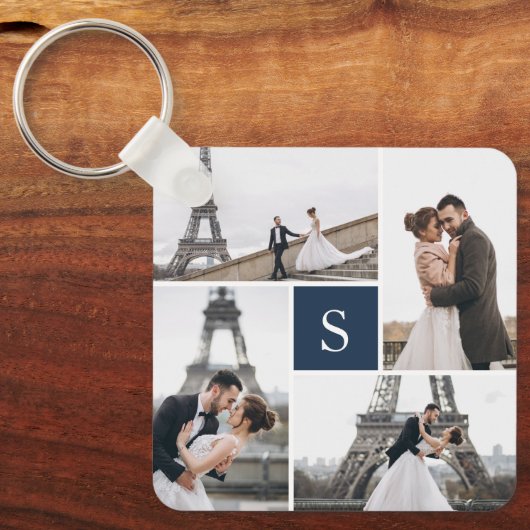 4 Fotogalerie Blauwe Monogram Sleutelhanger (Voorkant)