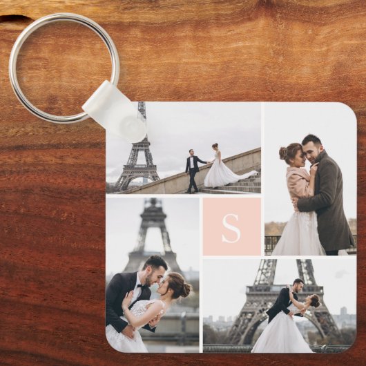 4 Fotogalerie Blush roze monogram Sleutelhanger (Voorkant)