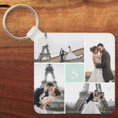 4 Fotogalerie Mint Green Monogram Sleutelhanger (Voorkant)