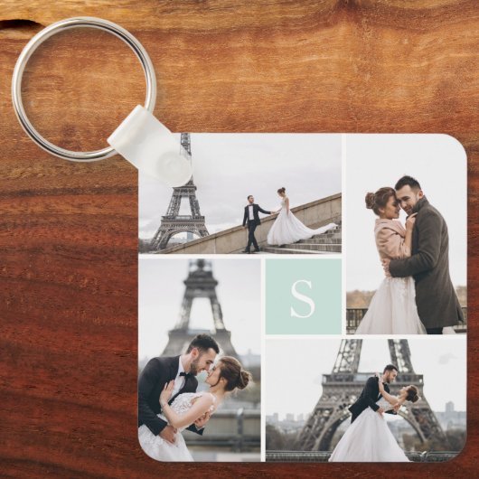 4 Fotogalerie Mint Green Monogram Sleutelhanger (Voorkant)