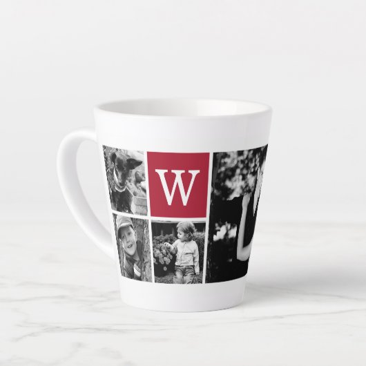 4 Fotogalerij rood monogram Latte Mok (Linkerhoek)