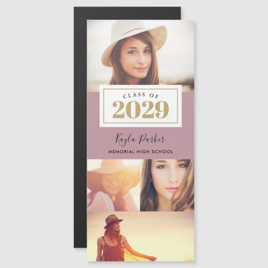 4 Fotomagnetische Afstuderen Aankondiging Kaarten (Voorkant / Achterkant)