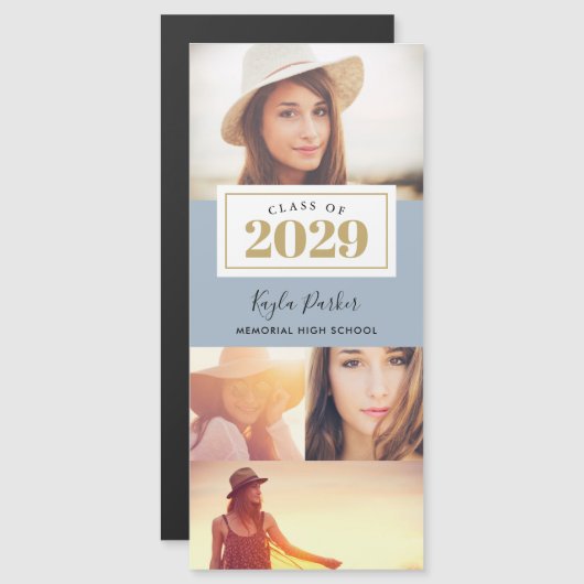 4 Fotomagnetische Afstuderen Aankondiging Kaarten (Voorkant / Achterkant)