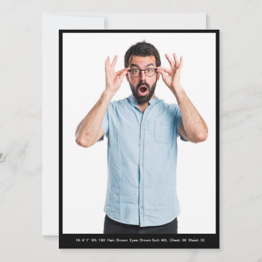 4 FotoMannelijke Actor Headshot Comp Card Sjabloon Kaart (Achterkant)