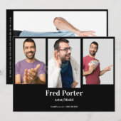 4 FotoMannelijke Actor Headshot Comp Card Sjabloon Kaart (Voorkant / Achterkant)