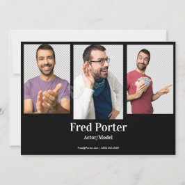 4 FotoMannelijke Actor Headshot Comp Card Sjabloon Kaart