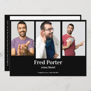 4 FotoMannelijke Actor Headshot Comp Card Sjabloon Kaart