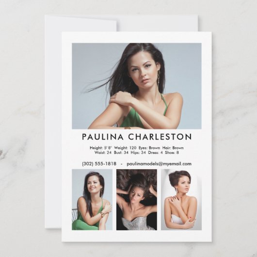 4 Fotomodel Actor 5x7 Comp/Zed Kaart Sjabloon (Voorkant)