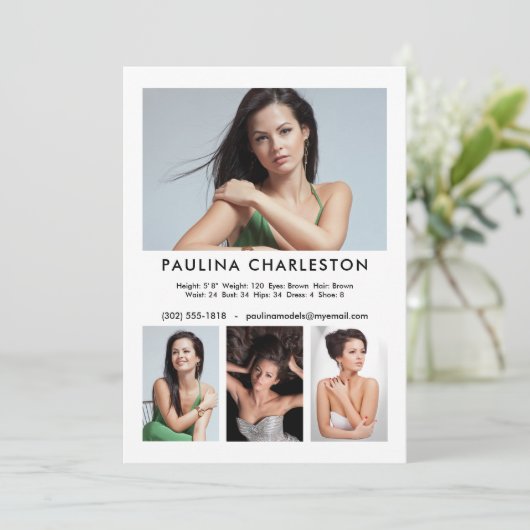 4 Fotomodel Actor 5x7 Comp/Zed Kaart Sjabloon (Staand voorkant)