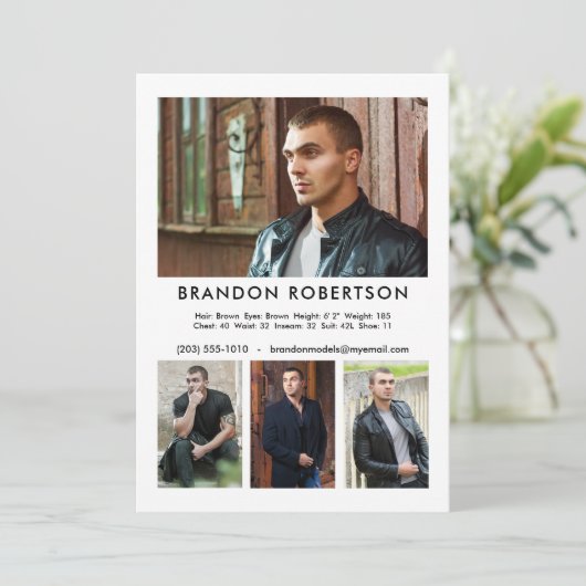 4 Fotomodel Actor 5x7 Comp/Zed Kaart Sjabloon (Staand voorkant)