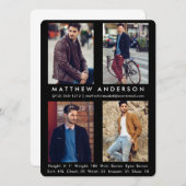 4 Fotomodel Actor Comp Kaart Blk R (Voorkant / Achterkant)