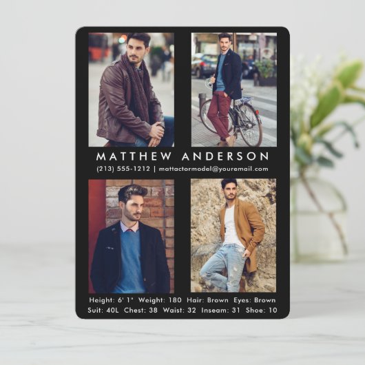 4 Fotomodel Actor Comp Kaart Blk R (Staand voorkant)