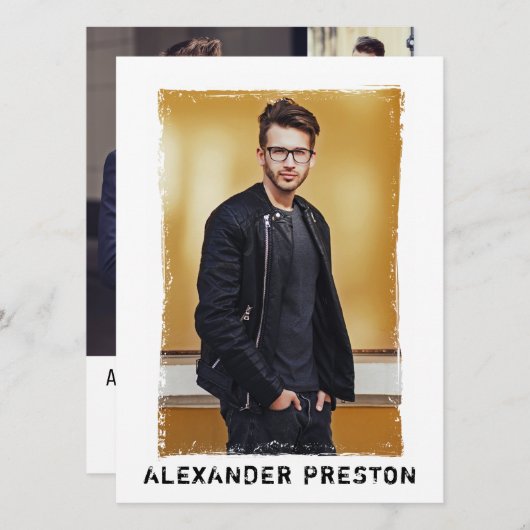 4 Fotomodel Actor Comp Kaart Grunge 5.5x7.5 (Voorkant / Achterkant)