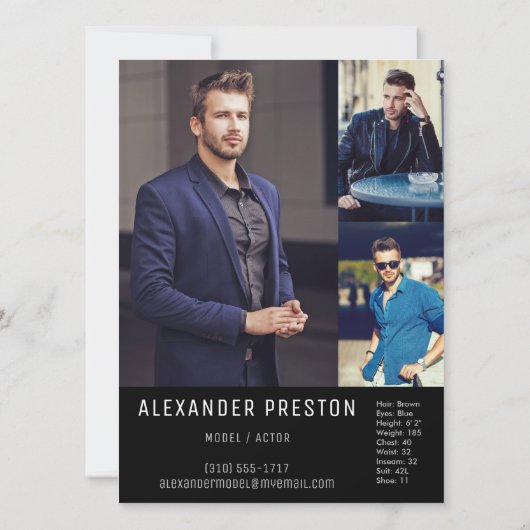 4 Fotomodel Actor Comp Kaart Grunge 5.5x7.5 (Achterkant)
