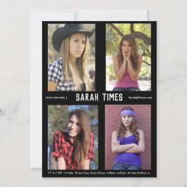 4 Fotomodel Actor Comp Kaart Zwart Sjabloon