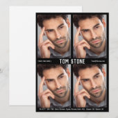 4 Fotomodel Actor Comp Kaart Zwart Sjabloon (Voorkant / Achterkant)